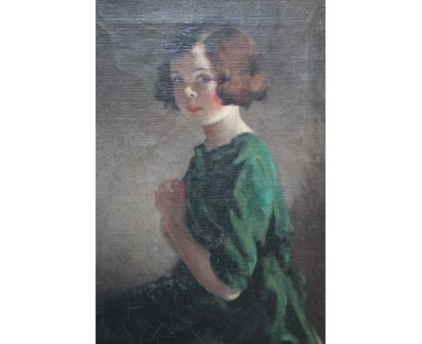 CIRCLE OF BROCKLEHURST, a late 19th / early 20th century portrait study of a seated young girl, unsigned, oil on canvas, fram