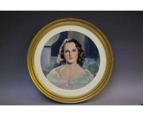 CIRCLE OF JOHN DUNCAN FERGUSON (1874-1961). Scottish colourist school, circular portrait study of a young woman, unsigned, oi