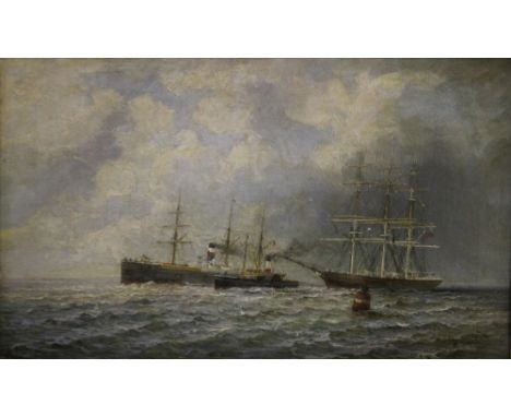 MAX SINCLAIR. Late 19th / early 20th century British school, stormy seascape with sailing vessel, paddle steamed and sail &am