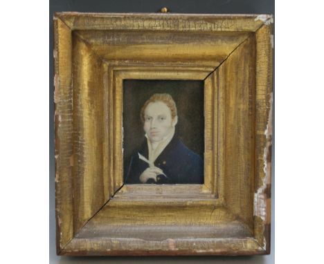 A 19TH CENTURY PORTRAIT MINIATURE OF JAMES HENDERSON, Consul General of Columbia, see verso in gold framed, unsigned, framed 