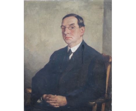 CHARLES JULIAN THEODORE THARP (b.1878). A portrait study of a seated gentleman, signed lower left, oil on canvas, unframed, 9