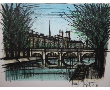 BERNARD BUFFETT (1928-1999). 'Le Font de Paris', lithograph in colours, Templeton &amp; Rawlings Ltd label verso, framed and 