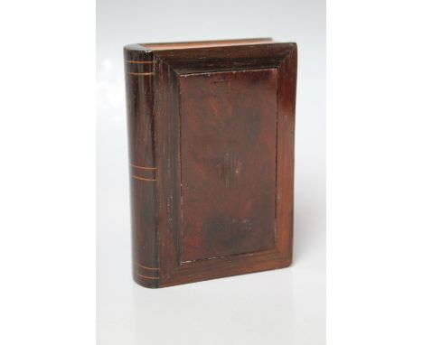 A NOVELTY TREEN SNUFF BOX IN THE FORM OF A BOOK, H 8.5 cm