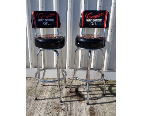 Two Harley Davidson chrome bar seats 