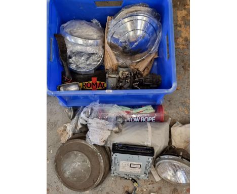 An autojumblers lot, to include an pair of Jowett Jupiter hub caps 