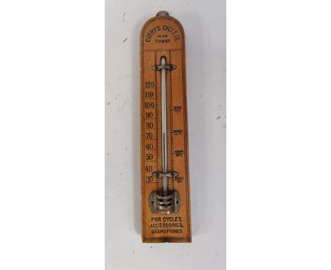 A Curry's Cycle Co. wooden thermometer, 20cm 
