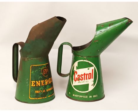 A BP Energol quart oil jug and a Castrol jug (2) 