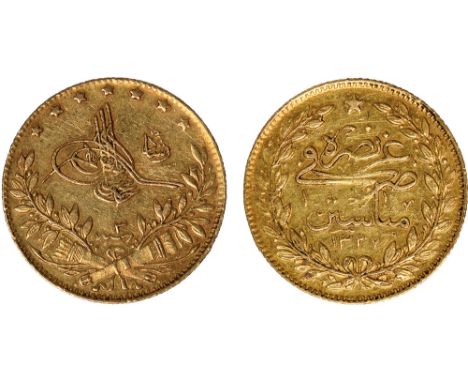 Islamic Coins, Ottoman, Mehmed V, 50-kurush, Manastir 1327h, year 3, wt. 3.57gms. (Pere 1015; KM.805), some light scratches, 