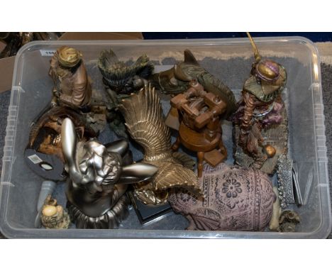 A Mixed Collection Of Oddments And Collectibles Varied lot containing several native American style figurines, silver tone nu