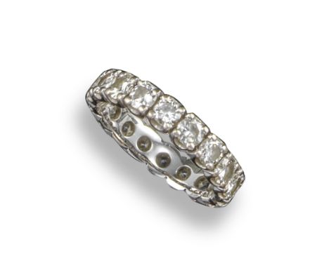 A diamond full-circle eternity ring, the circular-cut diamonds set in white metal, size K