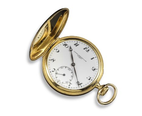 An 18ct gold pocket watch by Patek Philippe, the signed white dial with black Arabic numerals and subsidiary seconds dial, st