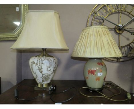 TWO MODERN LARGE CERAMIC TABLE LAMPS WITH SHADES TO INCLUDE A JENNY WORRALL EXAMPLE