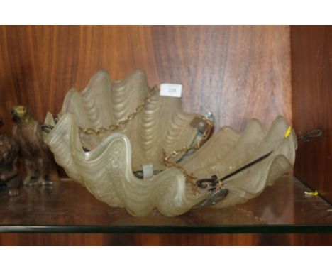 AN ART DECO SHELL SHAPED CEILING LIGHT SHADE 