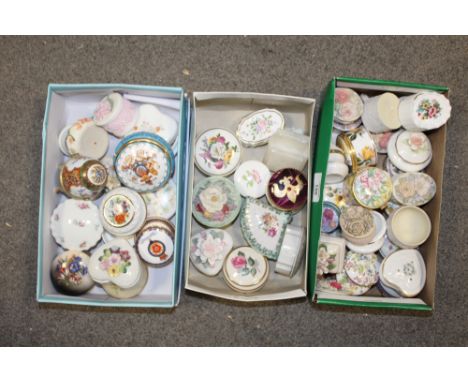 THREE SMALL BOXES OF CERAMIC TRINKET POTS TO INCLUDE COALPORT 