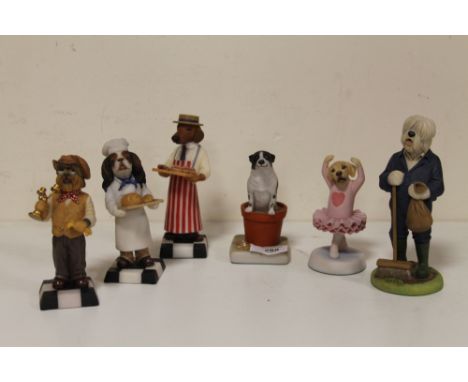 A COLLECTION OF ROBERT HARROP DOGGY PEOPLE FIGURES COMPRISING OF DPYP12 KING CHARLES BAKER, DPWP11 DACHSHUND BUTCHER, DPYP13 