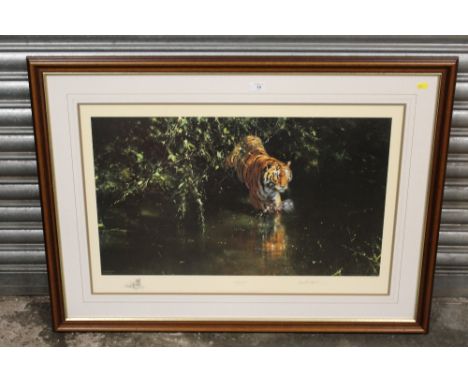A FRAMED AND GLAZED SIGNED LIMITED EDITION DAVID SHEPHERD PRINT ENTITLED ' BURNING BRIGHT' 1070/2000, 78 X 51 CM