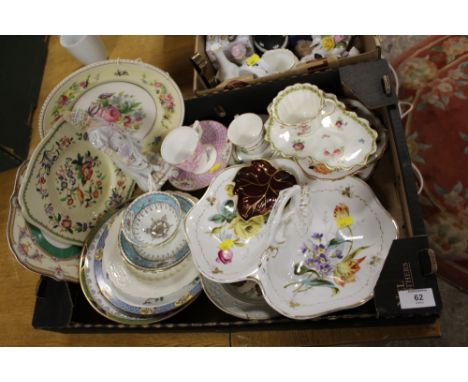 A TRAY OF CERAMICS TO INCLUDE COALPORT, SPODE, CARLTON WARE ETC.