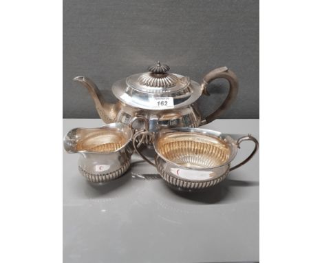 GOOD QUALITY HARD SOLDERED SILVER PLATED TEAPOT SUGAR BOWL AND CREAMER