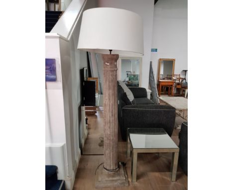 A DRIFT WOOD CARVED COLUMN STANDARD LAMP