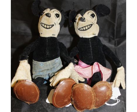 A rare 1930's A1 Toys Deans Rag Book Co Ltd. Mickey Mouse and Minnie Mouse, both bearing Registration No. 750611 CONDITION RE