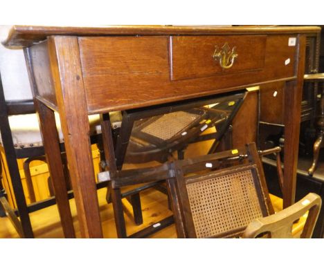 A 19th Century oak side table, the plain top above a single drawer to square tapering legs, together with a 19th Century dres