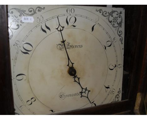 A 19th Century oak cased long case clock, the 30 hour movement with painted dial and Arabic numerals inscribed "W Stevens Cir
