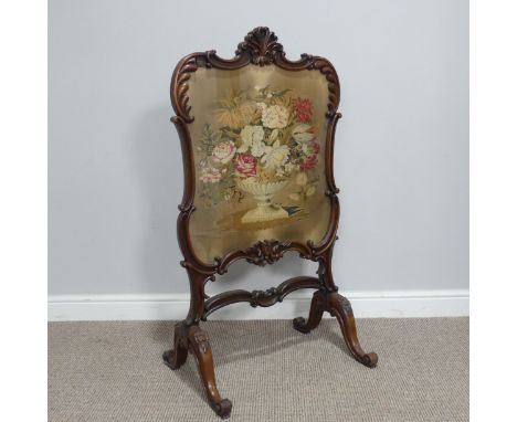 A Victorian mahogany Firescreen, W 61 cm x H 110 cm. 