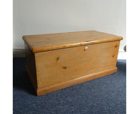 An Antique pine Blanket Box/Trunk, W 91.5 cm x H 41 cm x D 47 cm. 