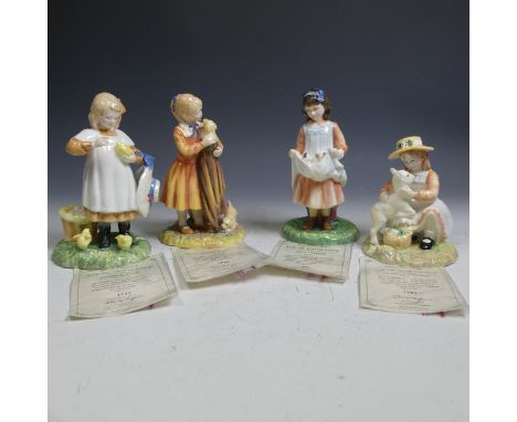 A group of four Royal Doulton limited edition 'Age of Innocence' Figures, to comprise 'Feeding Time' HN3373 (1548/9500), 'Fir