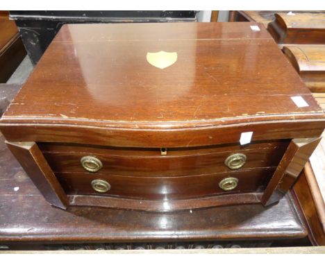 An early 20thC brass bound mahogany table top Cutlery Canteen, by Walker &amp; Hall, for a twelve place setting service, with