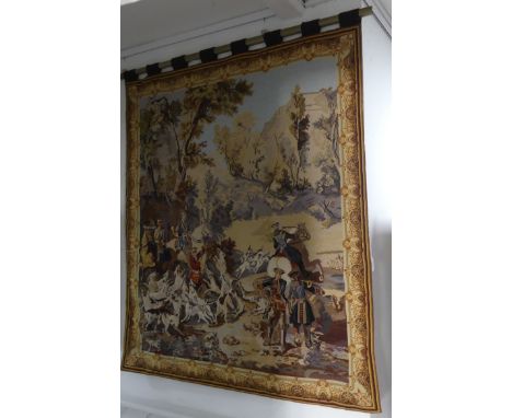 A large hanging Woolwork Tapestry, H 117 cm x W 101 cm. 