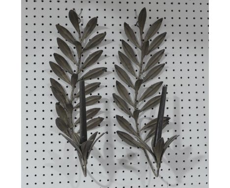 A pair of Antique wall Candlestick Holders, in the shape of leaves, H 52 cm x W 18 cm. 