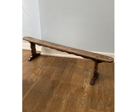 An antique elm Bench/Form, W 204 cm x H 47 cm x D 40 cm. 