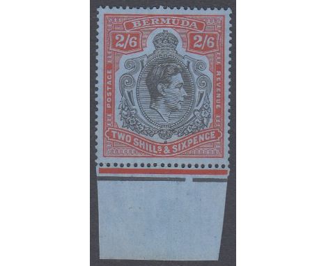 STAMPS BERMUDA 1938 2/6 Black and Red/Grey Blue, unmounted mint marginal, light gum tone SG 117