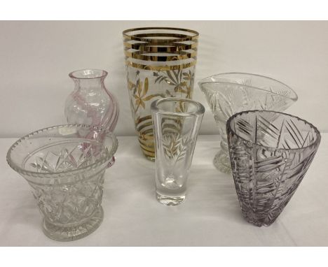 A collection of 6 vintage glass vases to include Caithness.  