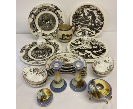 A box of assorted vintage ceramics to include Aynsley, Noritake, Copeland &amp; Wedgwood.  