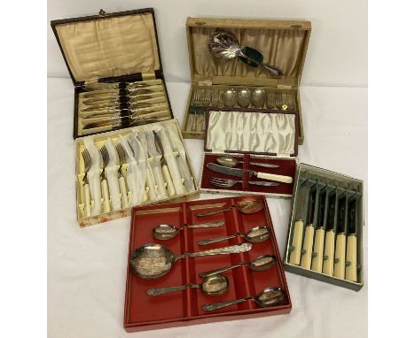 A collection of boxed vintage cutlery sets to include fish knives &amp; forks and fruit sets.  