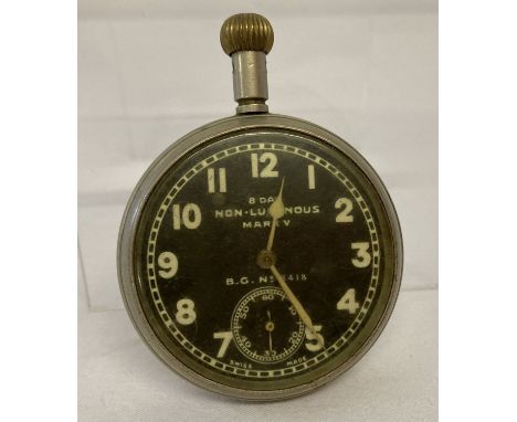 A Military 8 day non-luminous Mark V pocket watch.  Not working. Ministry arrow to back of case. 
