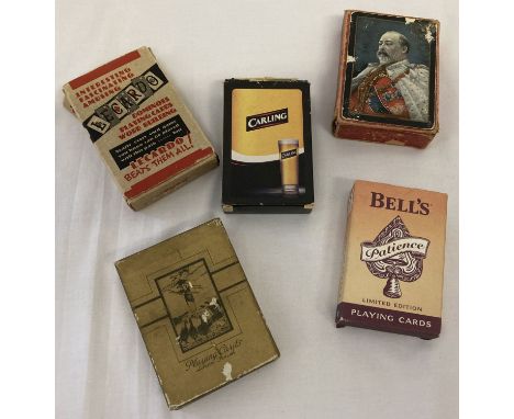 5 sets of vintage boxed playing cards.  