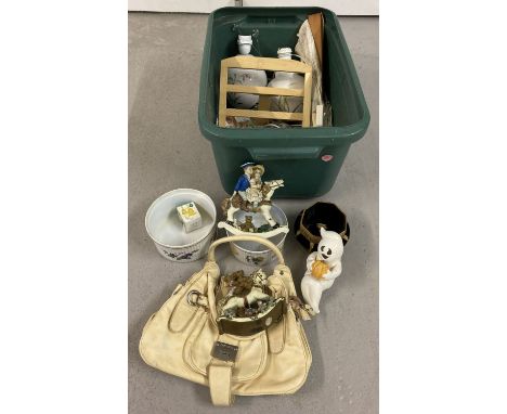 A box of assorted misc. items to include ceramics.  Lot includes: Royal Worcester "Evesham" souffle dishes, Regency Fine Arts