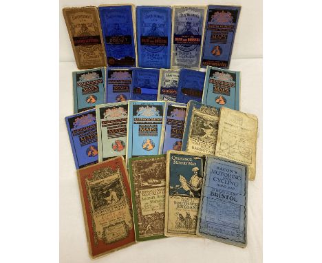A collection of 21 vintage British tourist and cycling maps.  To include Bartholomew's, Bacon's and Ordnance survey maps. Inc