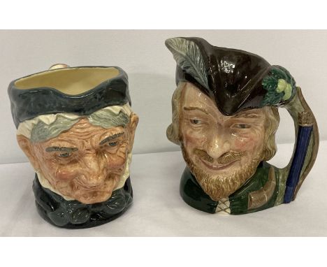 2 Royal Doulton large ceramic toby jugs. Granny D5521 together with Robin Hood D6527.  
