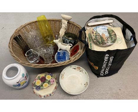 A collection of vintage ceramics and glassware.  To include: Fenton, Aynsley and a collection of boxed collectors plates. 