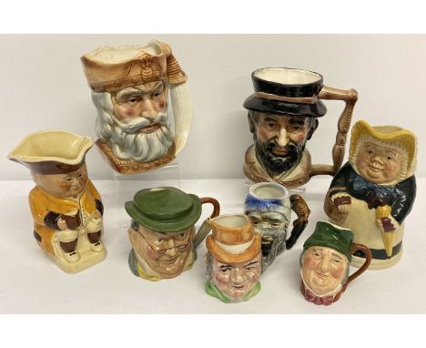 A collection of 8 vintage ceramic toby jugs of varying sizes to include Tony Wood &amp; Kelsboro Ware.  