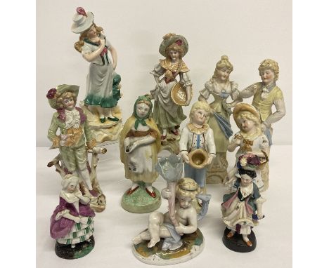 A collection of antique &amp; vintage continental ceramic figurines.  