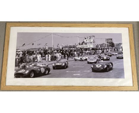 A large framed photographic print of the start of the Tourist Trophy race, Goodwood 1959.  By Jesse Alexander and produced by