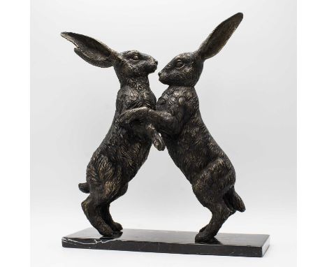 Boxing Haresbronze39cm wide18cm deep46cm high