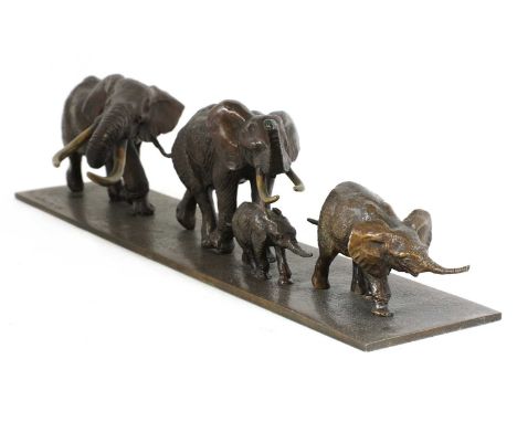 *Terry Owen Matthews (b.1931) a bronze group of four elephants, signed 'T. O. Matthews', dated '85' and numbered 6/1054.5cm w