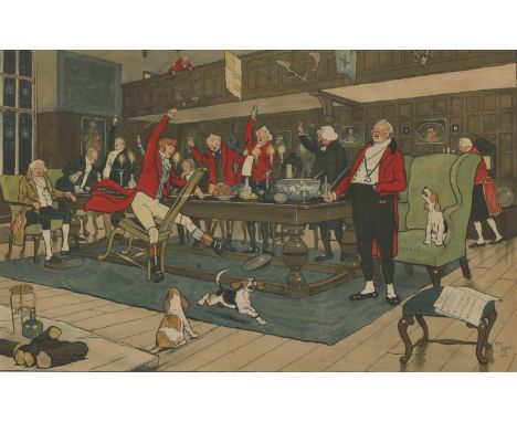 Cecil Aldin (1970-1935)'Breaking Cover';'The Hunt Supper'two lithographs printed in colours, both signed and dated 1900 withi