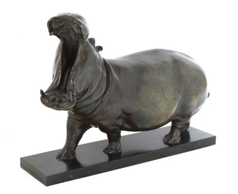 *Nick Bibby (b.1960)Hippopotamus bronze with brown patina, signed 'N Bibby' and numbered 1/12, and 'PE' on the plinth41cm wid